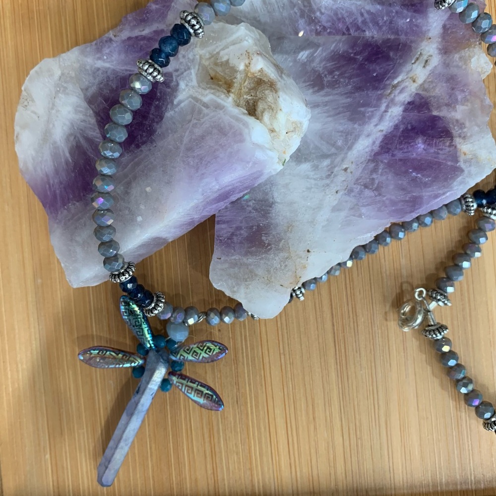 Quartz Crystal Dragonfly Necklace